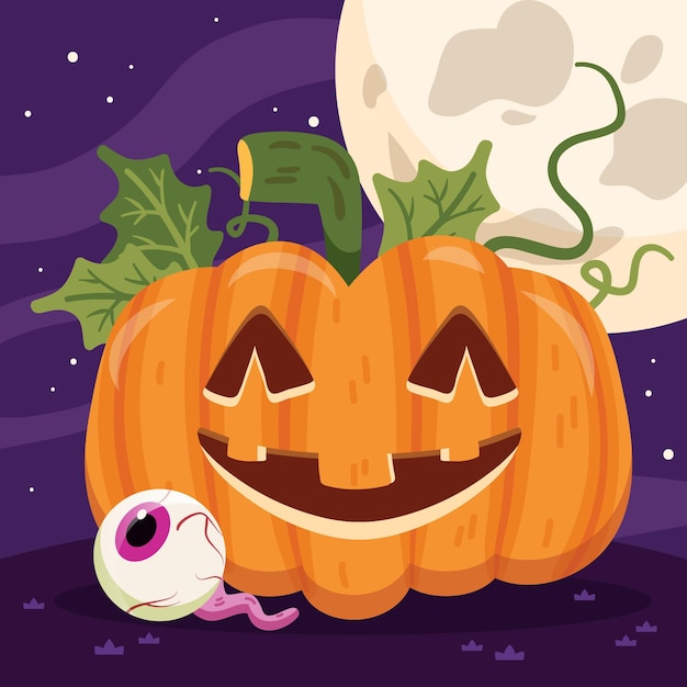 Free Vector hand drawn flat halloween pumpkin illustration