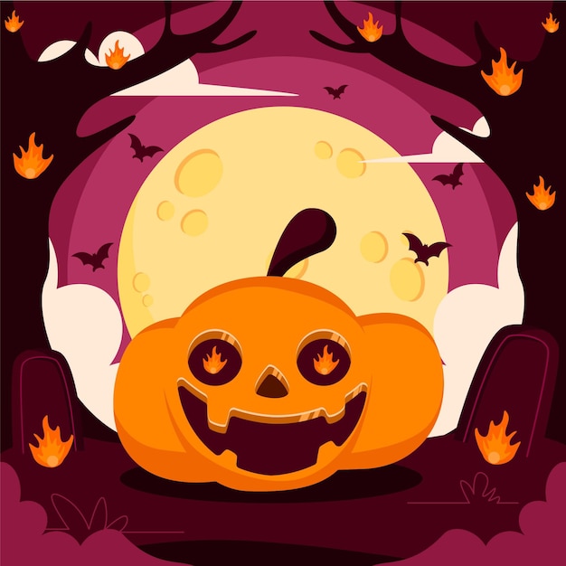 Free Vector hand drawn flat halloween pumpkin illustration