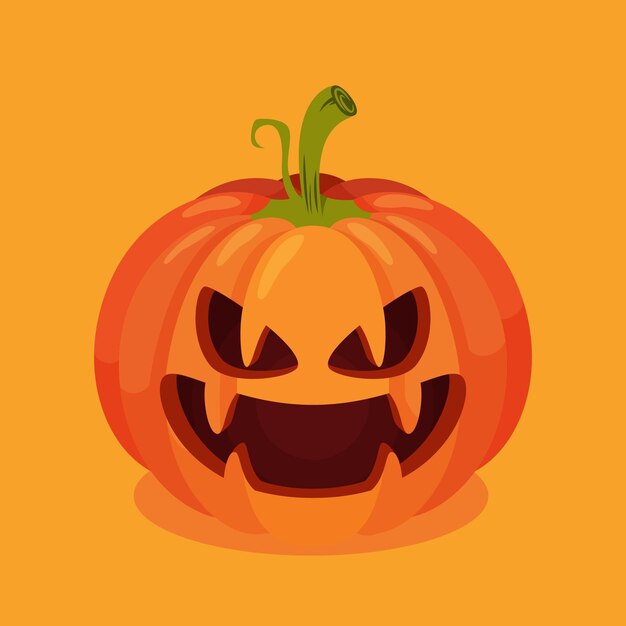 Hand drawn flat halloween pumpkin illustration