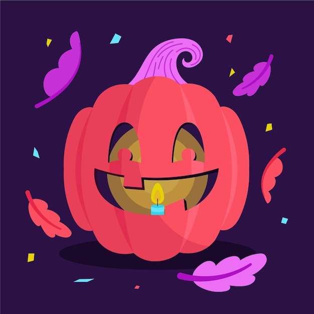 Free Vector hand drawn flat halloween pumpkin illustration