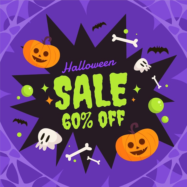 Hand drawn flat halloween sale illustration