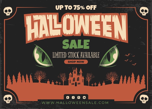 Free Vector hand drawn flat halloween sale illustration