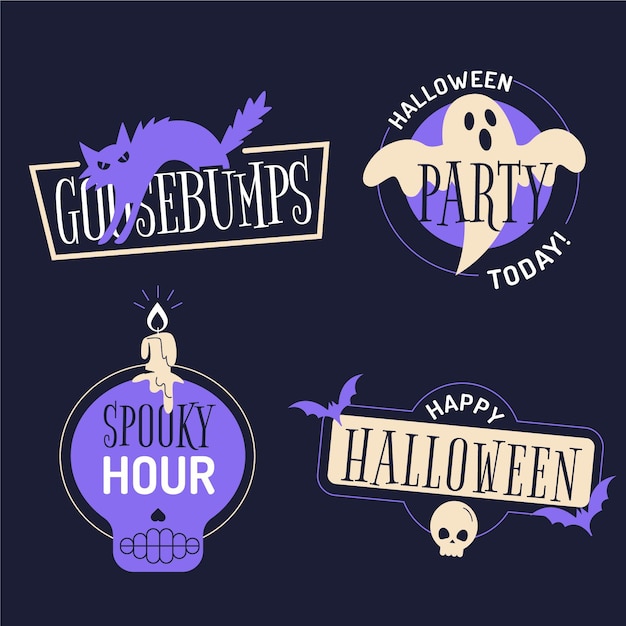 Free Vector hand drawn flat halloween sale labels collection