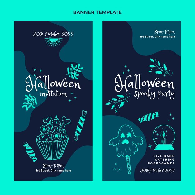 Hand drawn flat halloween vertical banners set