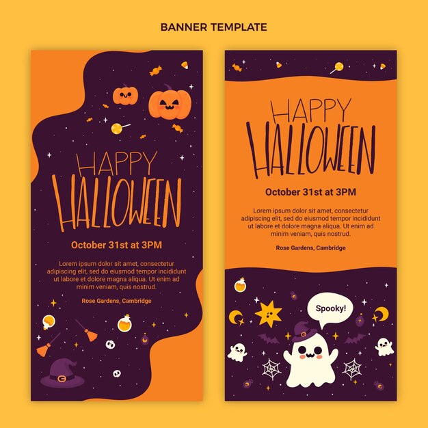 Hand drawn flat halloween vertical banners set