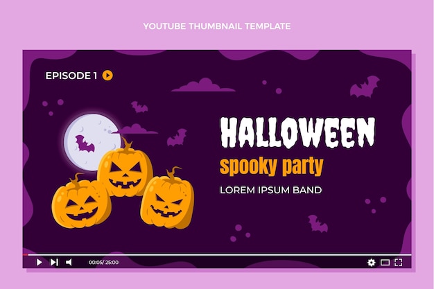 Hand drawn flat halloween youtube thumbnail