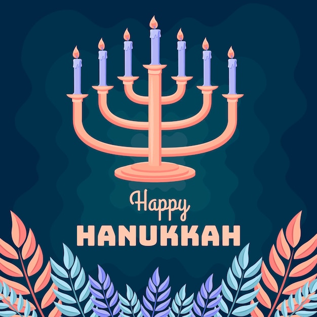 Hand drawn flat hanukkah background