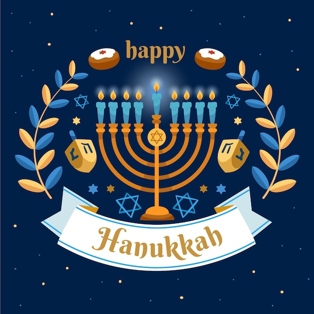 Free Vector hand drawn flat hanukkah illustration