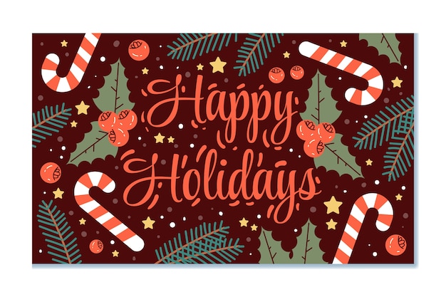 Hand drawn flat happy holidays christmas banner