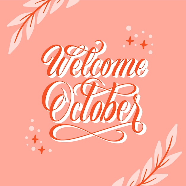 Free Vector hand drawn flat hello october lettering