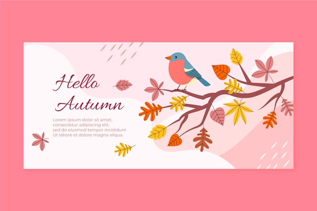 Hand drawn flat horizontal autumn banner