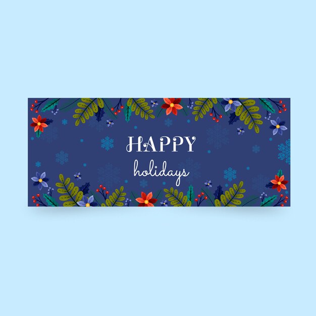 Hand drawn flat horizontal happy holidays banner