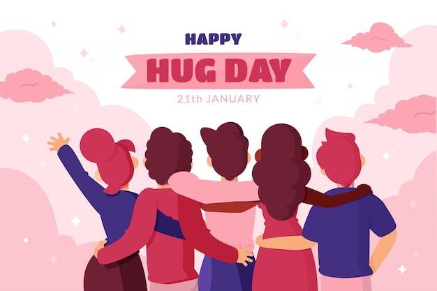 Hand drawn flat hug day background