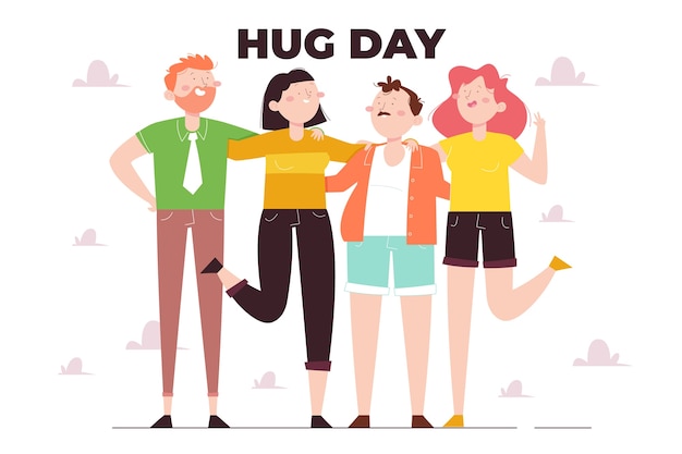 Hand drawn flat hug day background