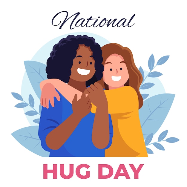 Hand drawn flat hug day background