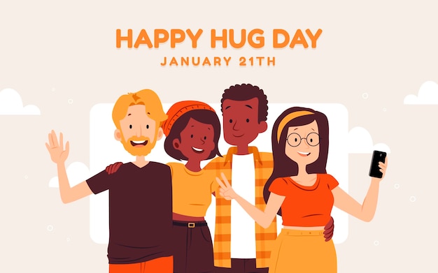 Hand drawn flat hug day background