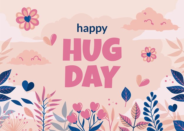 Hand drawn flat hug day background