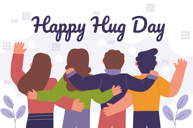 Hand drawn flat hug day background