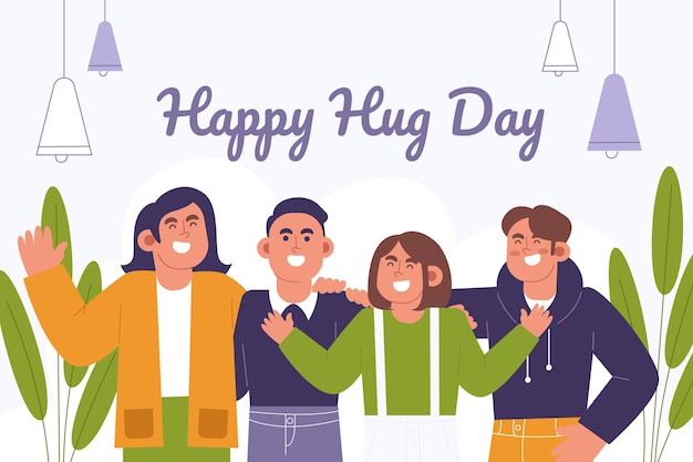 Hand drawn flat hug day background