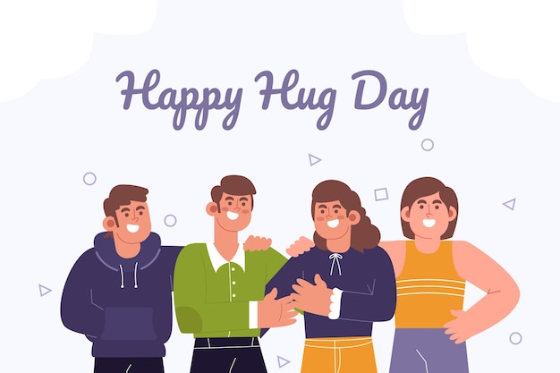 Hand drawn flat hug day background