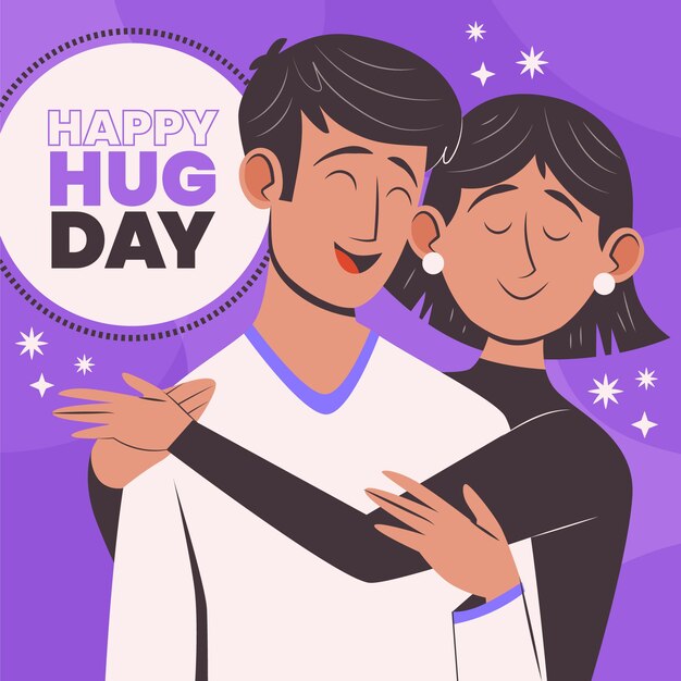 Hand drawn flat hug day illustration