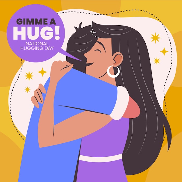 Hand drawn flat hug day illustration