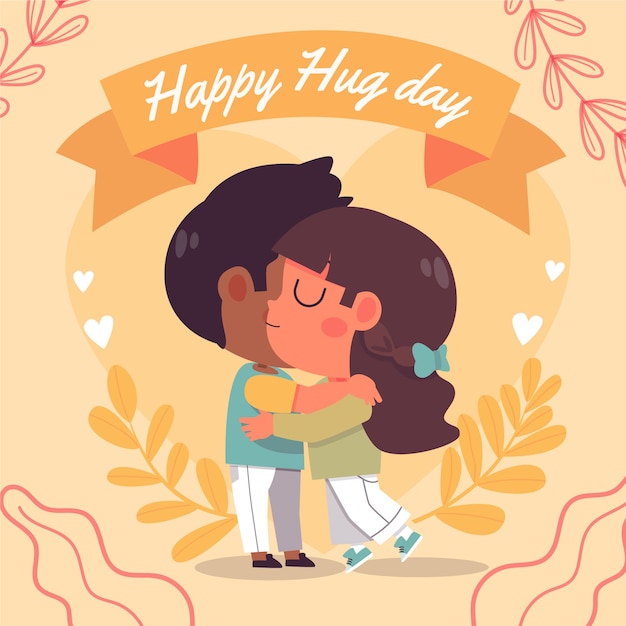 Free Vector hand drawn flat hug day illustration