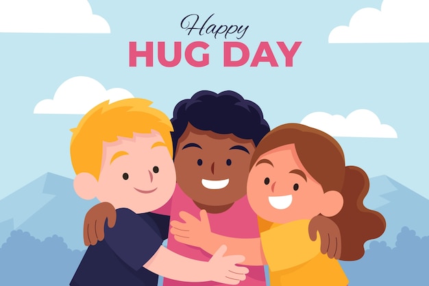 Hand drawn flat hug day illustration