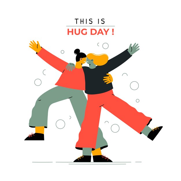 Hand drawn flat hug day illustration