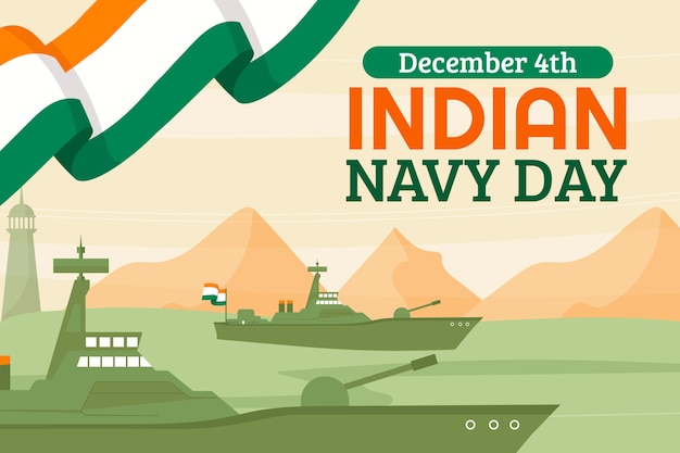 Free Vector hand drawn flat indian navy day background