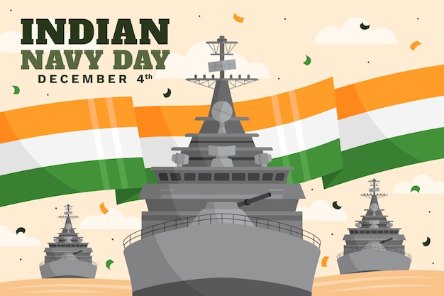 Free Vector hand drawn flat indian navy day illustration