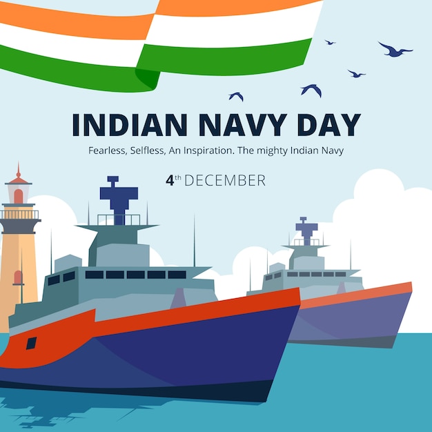 Free Vector hand drawn flat indian navy day illustration