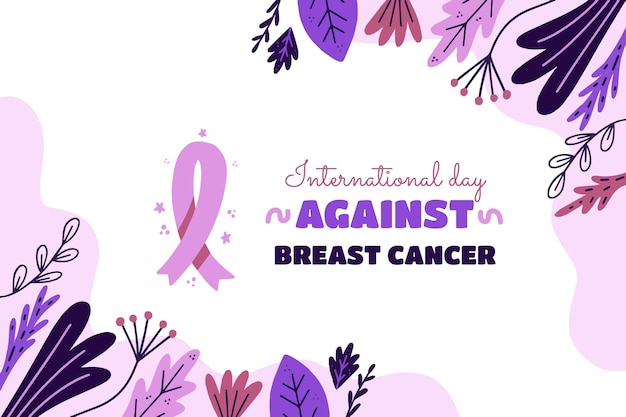 Hand drawn flat international day against breast cancer background