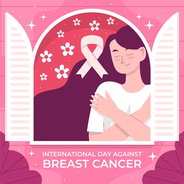 Free Vector hand drawn flat international day against breast cancer illustration