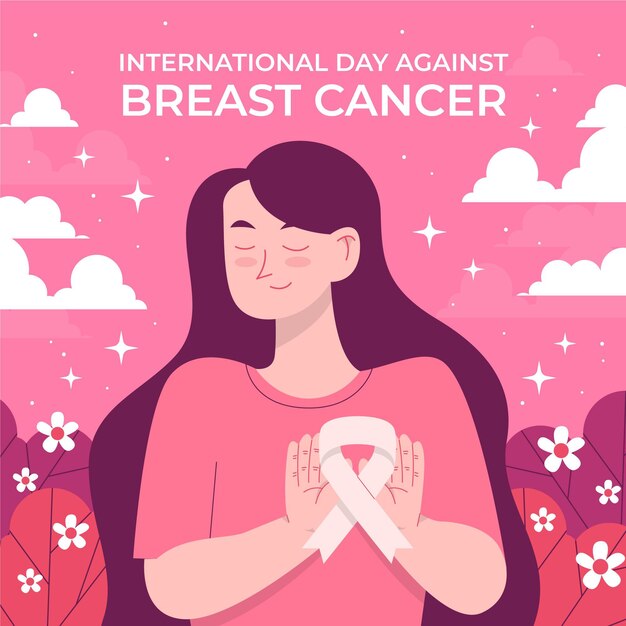 Hand drawn flat international day against breast cancer illustration