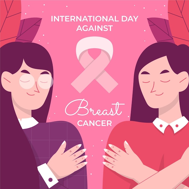 Free vector hand drawn flat international day against breast cancer illustration