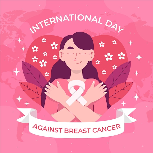 Free Vector hand drawn flat international day against breast cancer illustration