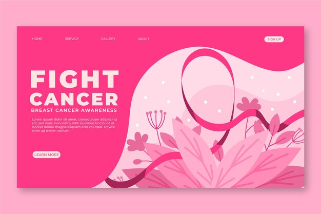 Hand drawn flat international day against breast cancer landing page template