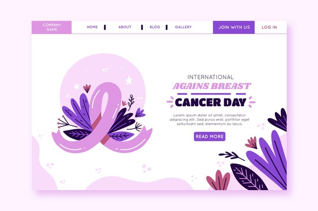 Hand drawn flat international day against breast cancer landing page template