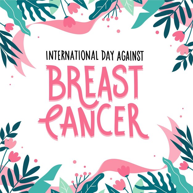 Hand drawn flat international day against breast cancer lettering