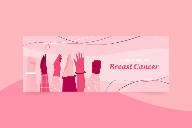 Hand drawn flat international day against breast cancer social media cover template