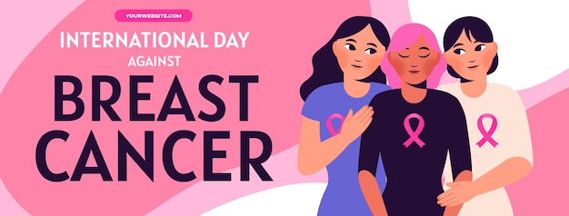 Hand drawn flat international day against breast cancer social media cover template