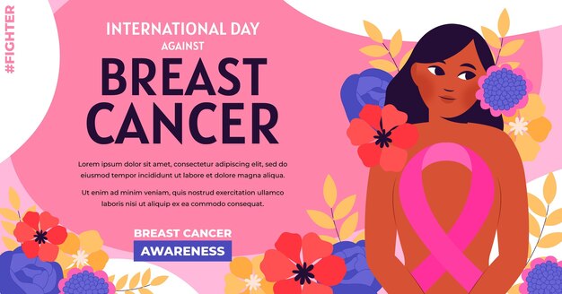 Hand drawn flat international day against breast cancer social media post template