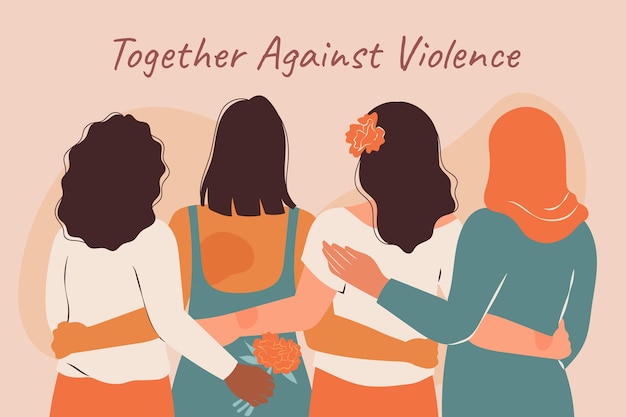 Hand drawn flat international day for the elimination of violence against women background