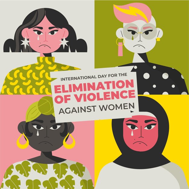 Hand drawn flat international day for the elimination of violence against women background