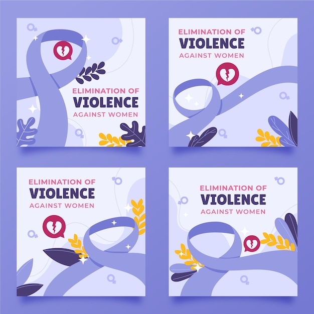 Free Vector hand drawn flat international day for the elimination of violence against women instagram posts collection