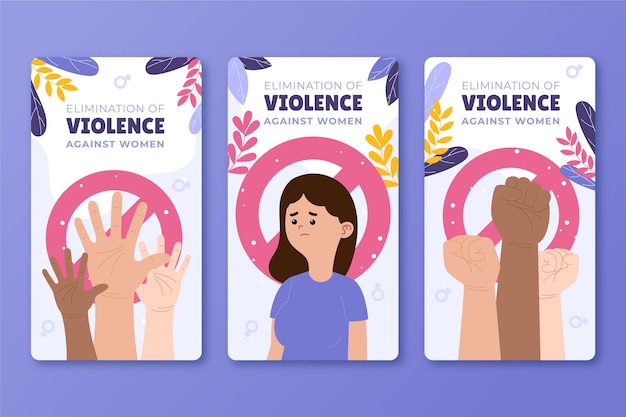 Free Vector hand drawn flat international day for the elimination of violence against women instagram stories collection