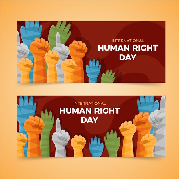 Free Vector hand drawn flat international human rights day horizontal banners set