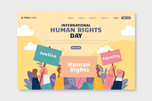 Hand drawn flat international human rights day landing page template