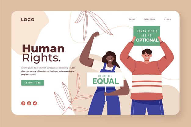 Hand drawn flat international human rights day landing page template